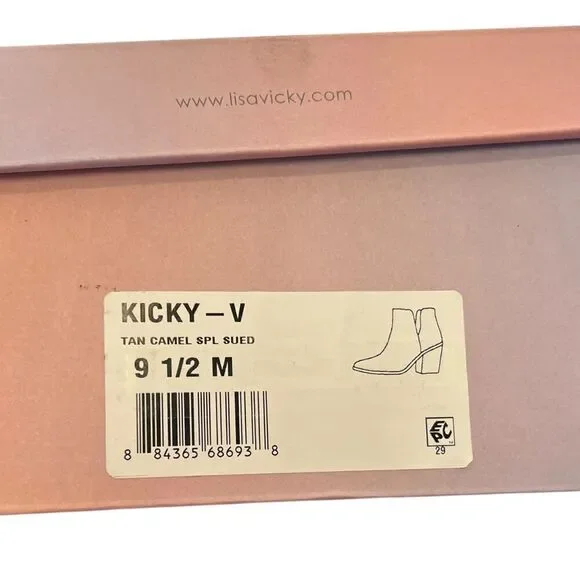 Lisa Vicky Tan Camel Split Kicky Suede Bootie 9.5 - Picture 4 of 4